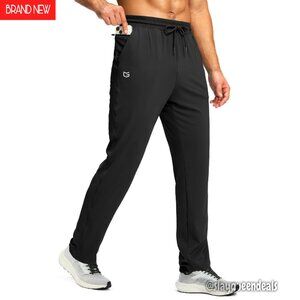 Men's Stretch Tapered Joggers with Zipper Pocket for Gym Running Workout